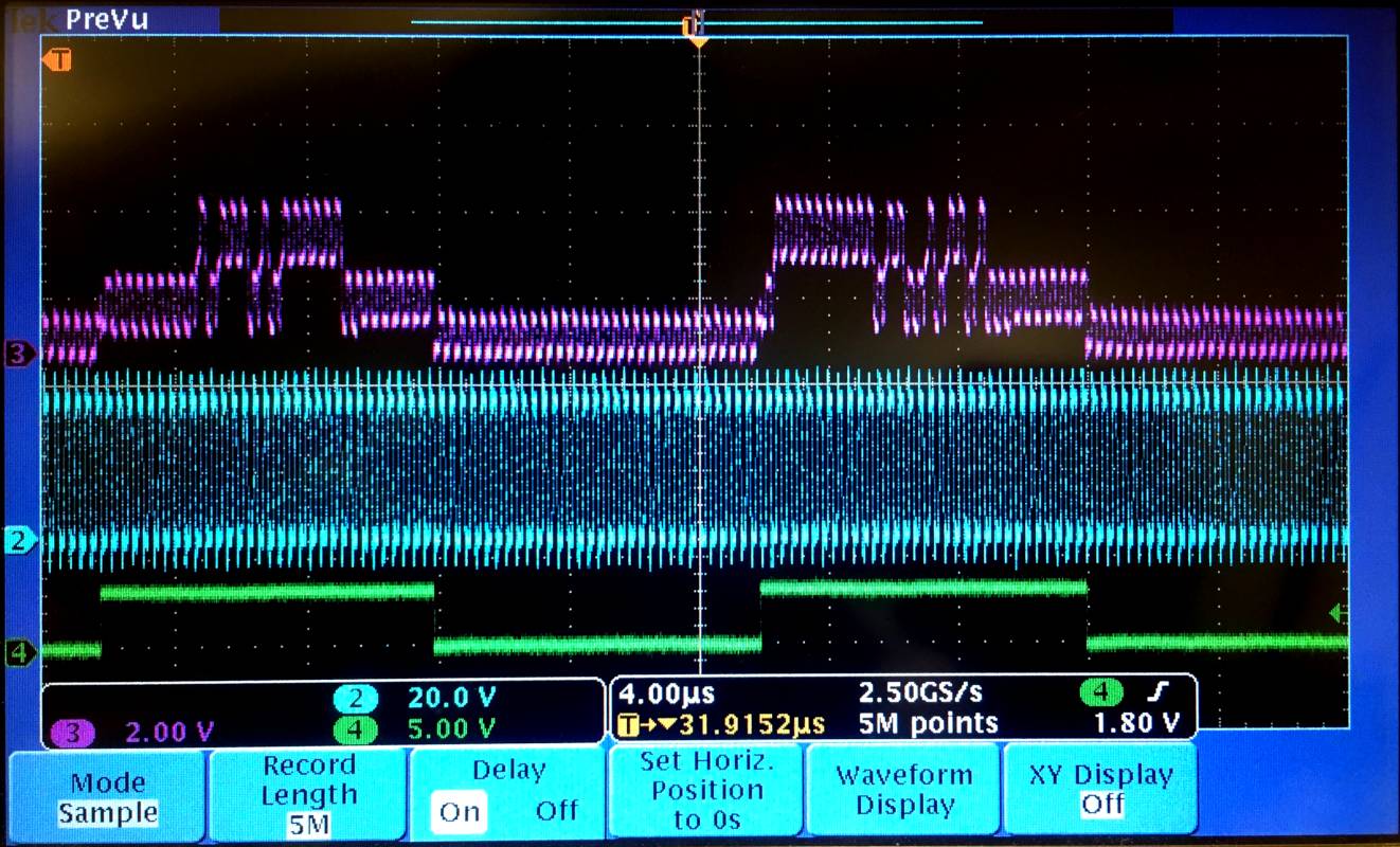 Signal traces on an oscilloscope